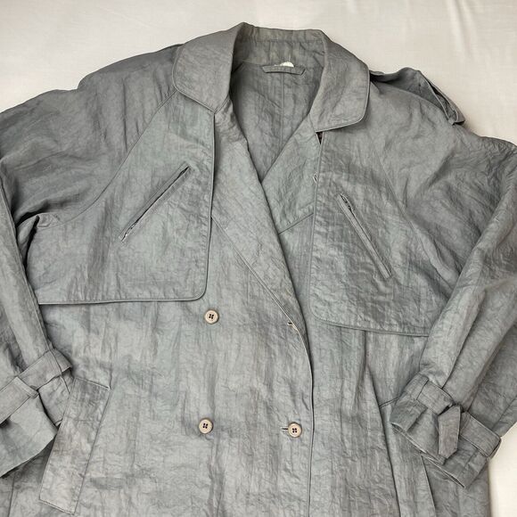 Nuage Double Breasted Over Coat Women’s 14 Grey Cape Back All Weather Vintage - Picture 3 of 16